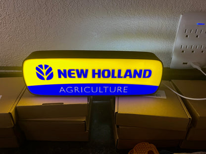 Lighted New Holland Agriculture Sign – 9" Wide – Farm Equipment Advertising