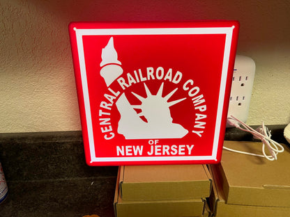 Lighted Central Railroad Company of New Jersey Sign – Approx. 9" Wide