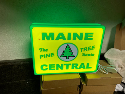 Lighted Maine Central Railroad Sign – Approx. 9" Wide