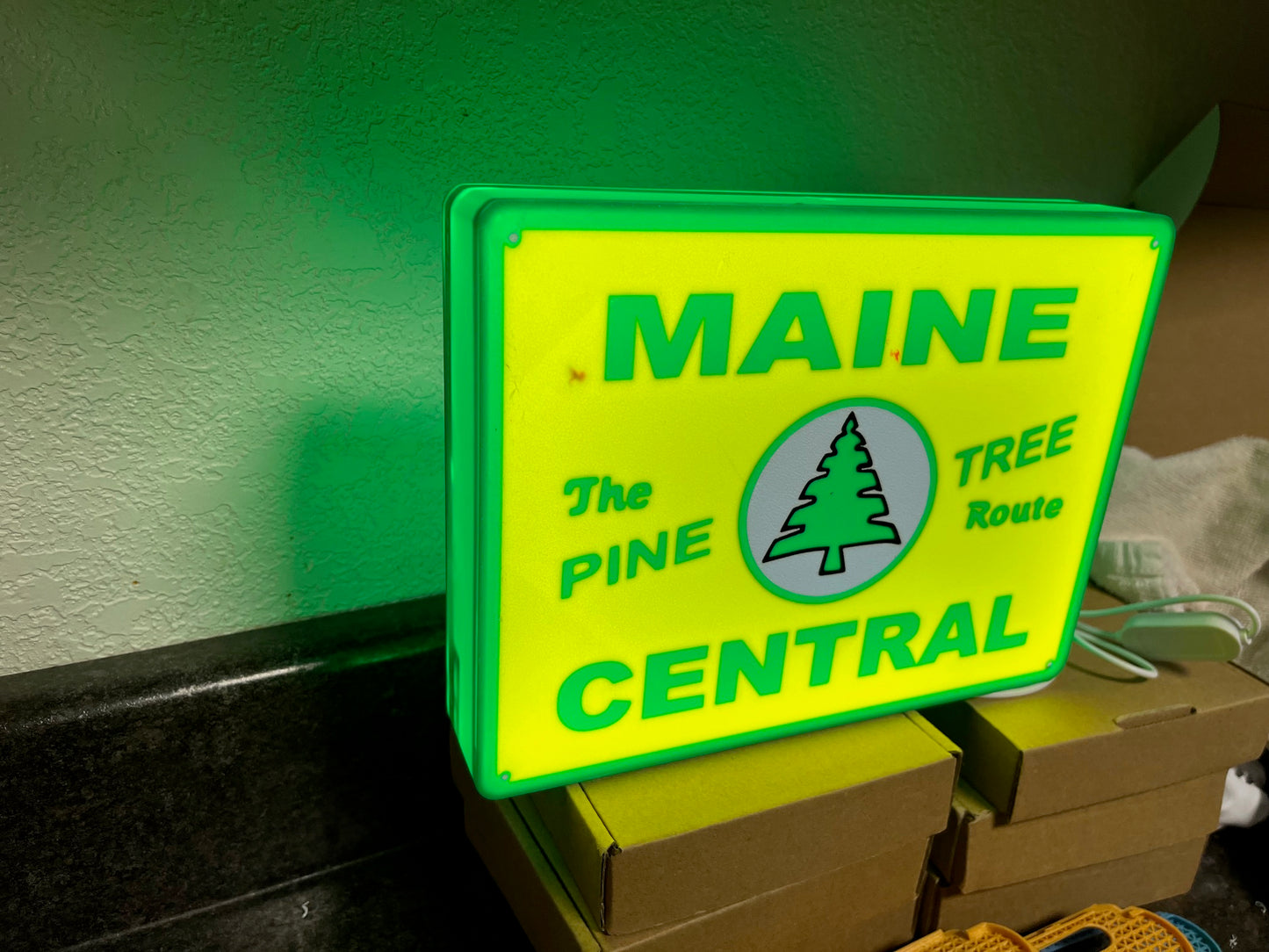 Lighted Maine Central Railroad Sign – Approx. 9" Wide