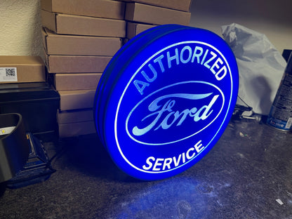 Lighted Vintage Inspired Ford Service Sign – Approx. 9" Wide – Vintage Style
