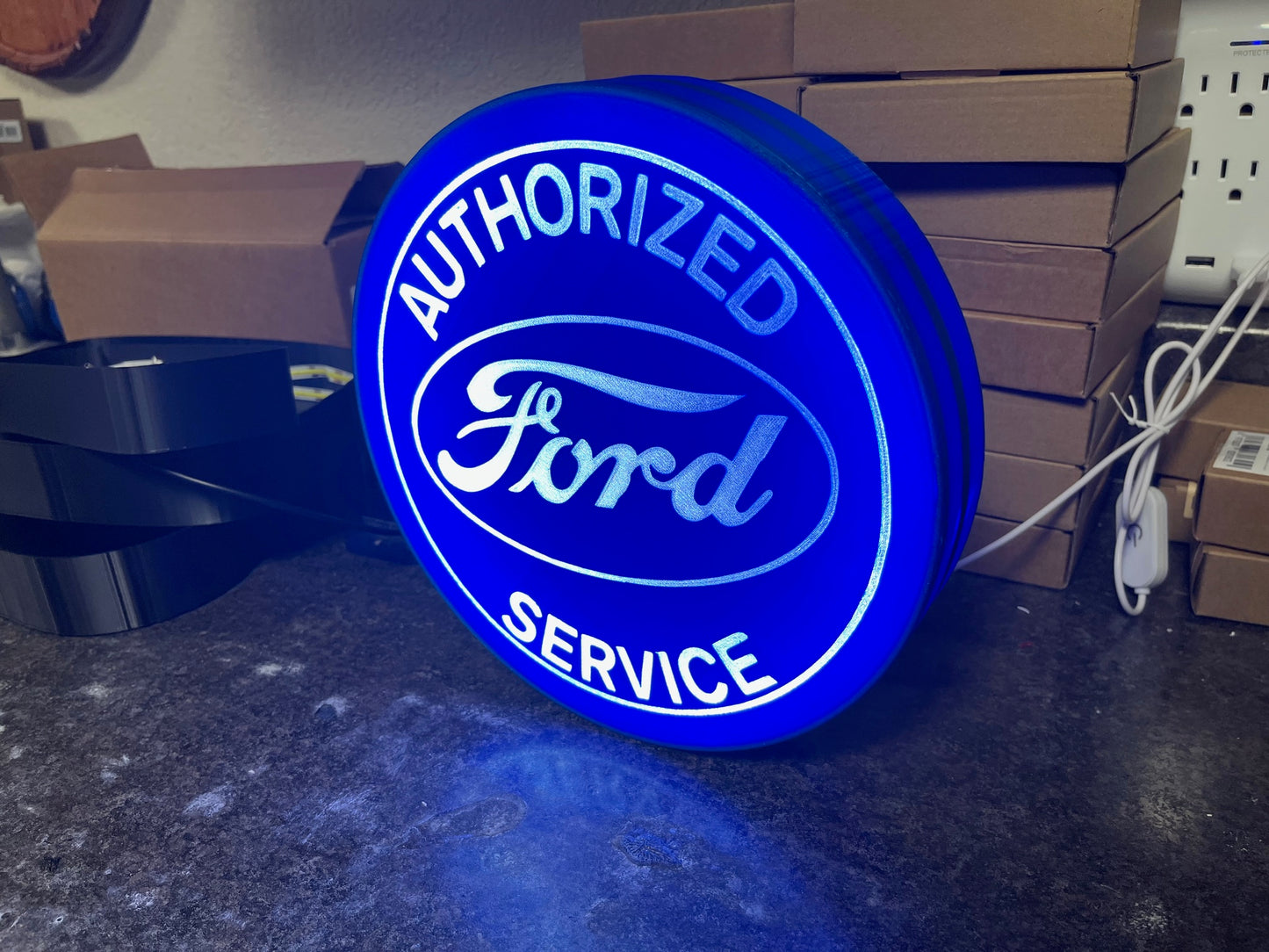 Lighted Vintage Inspired Ford Service Sign – Approx. 9" Wide – Vintage Style