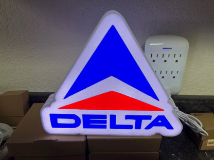 ✈️ Lighted Delta Airlines Sign – USB Powered – Vintage Style Aviation Collectible – 9” Wide
