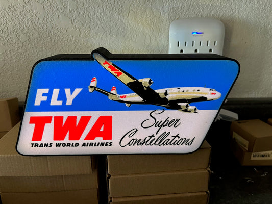 Lighted TWA w/ Constellation Sign – USB Powered – Vintage Style Aviation