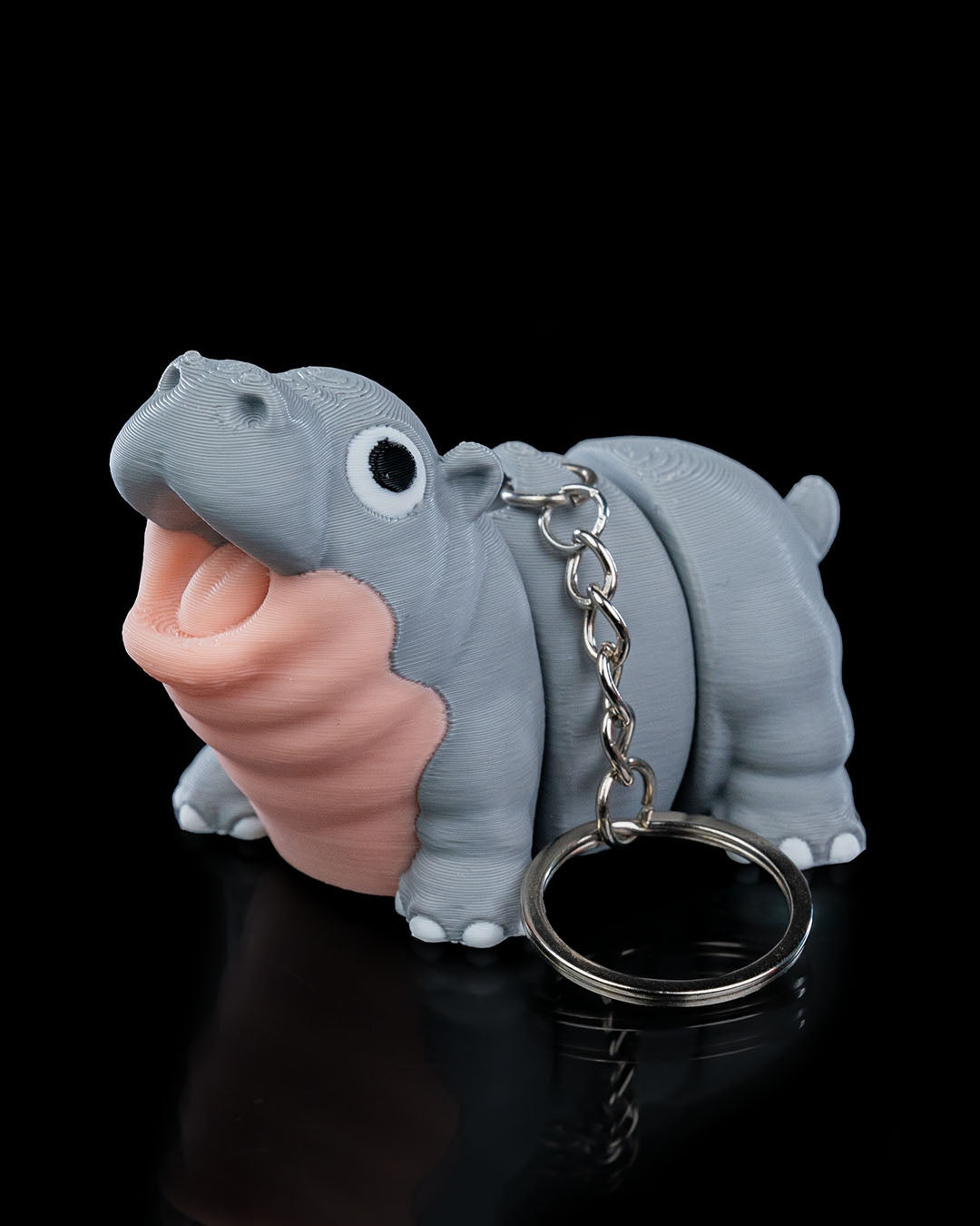 Merry Baby Hippo Keychain – 3D Printed Articulated Accessory