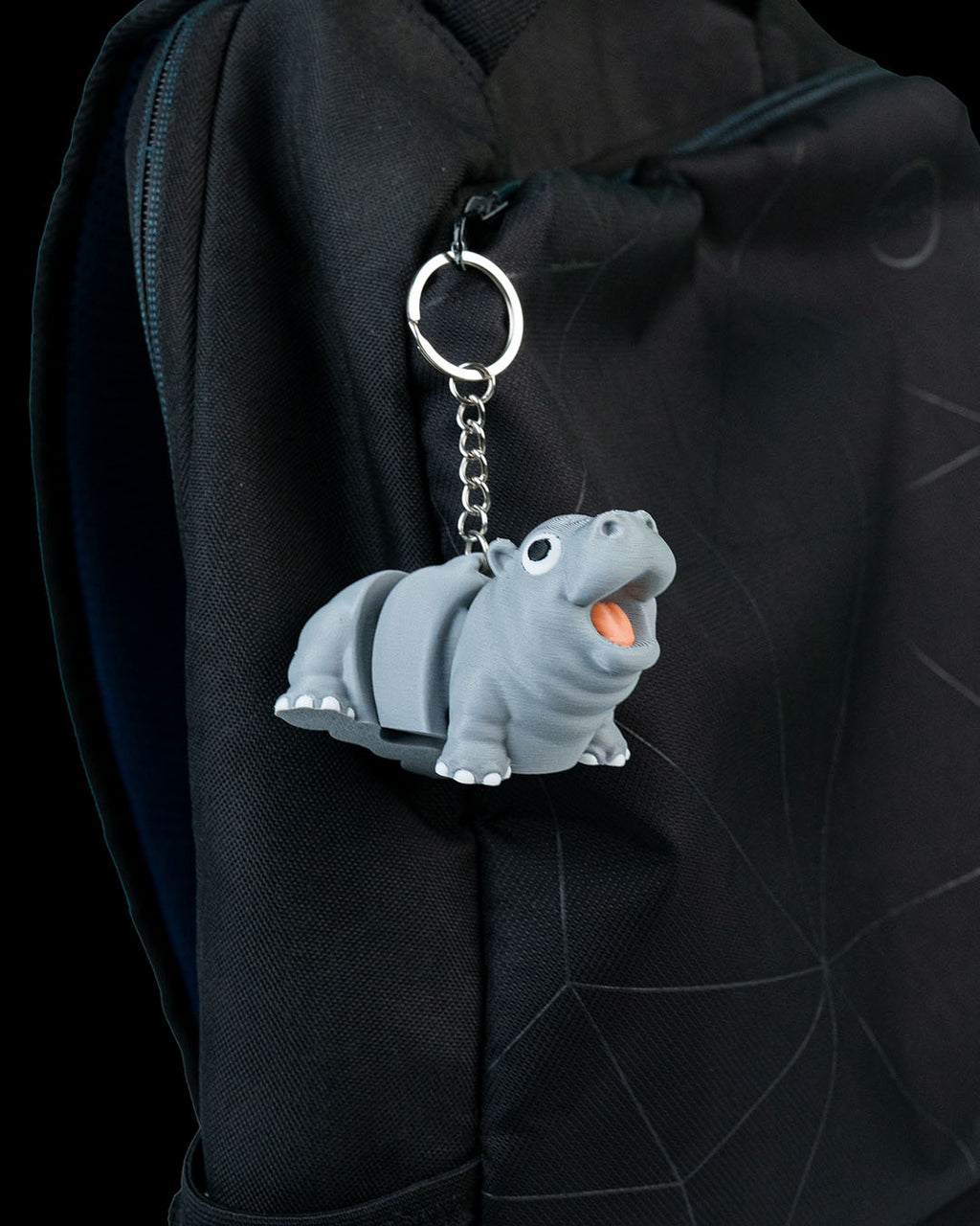 Merry Baby Hippo Keychain – 3D Printed Articulated Accessory
