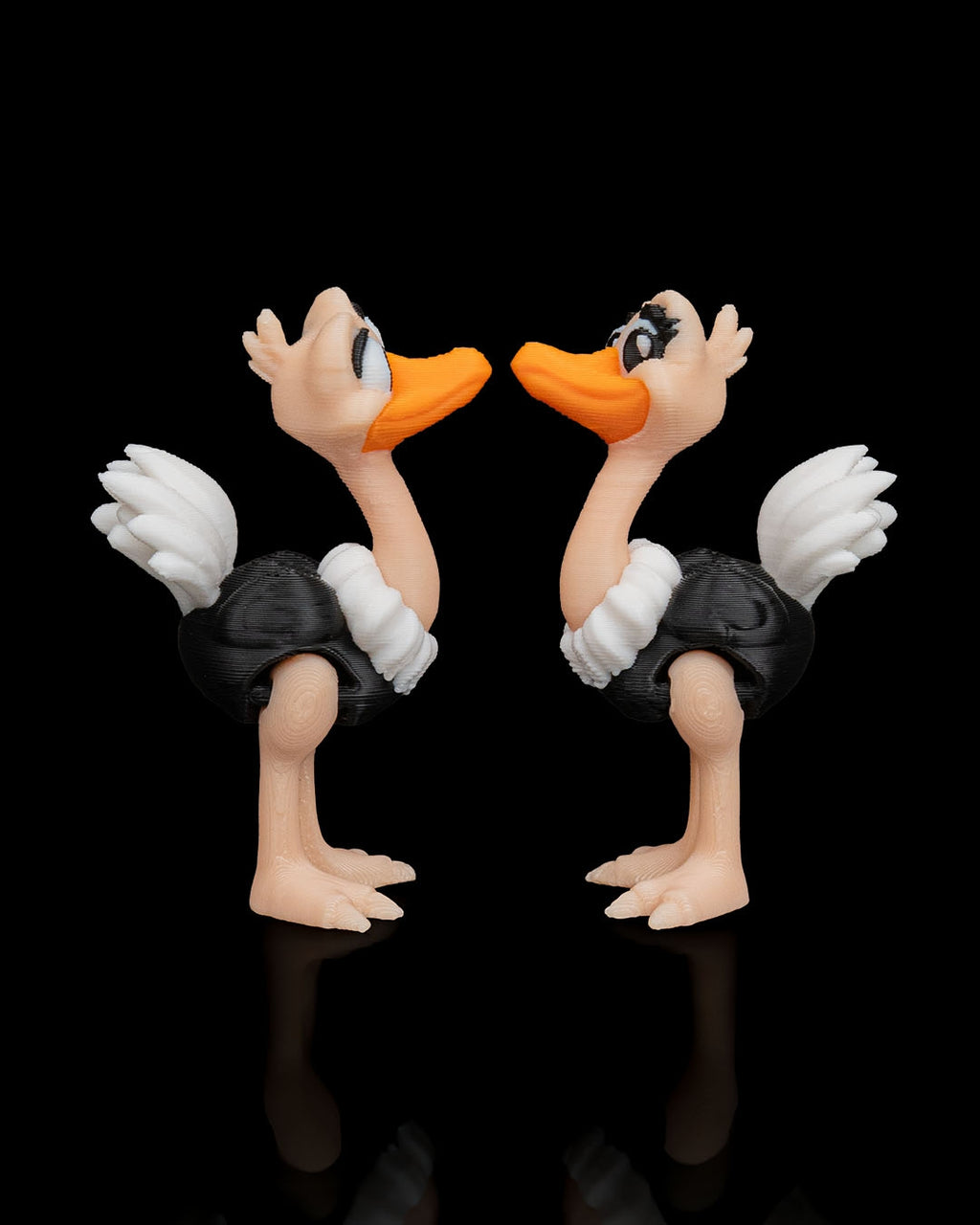 Pair of Ostriches – 3D Printed Display Figures