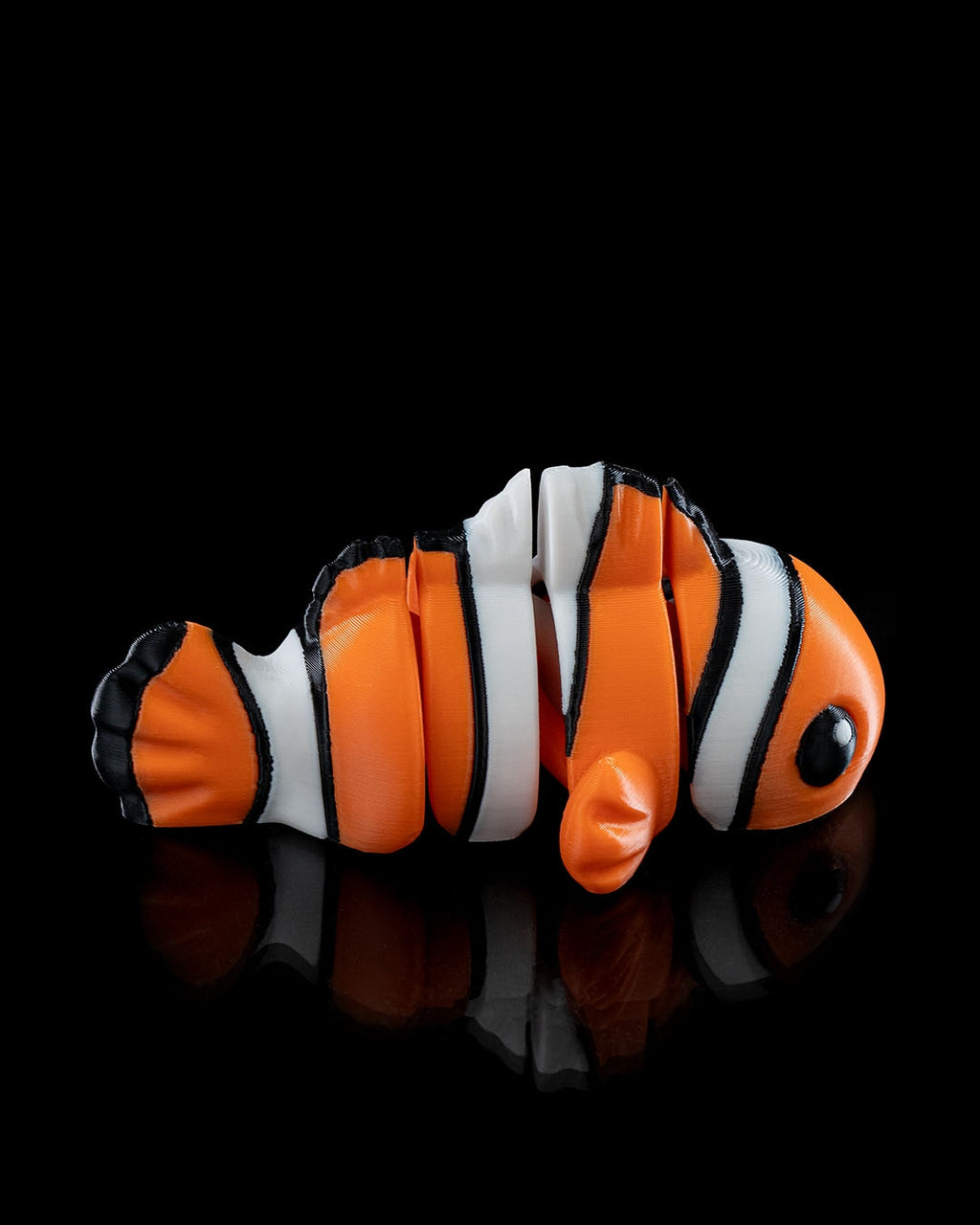 Cute Flexi Clownfish 3D Printed Keychain