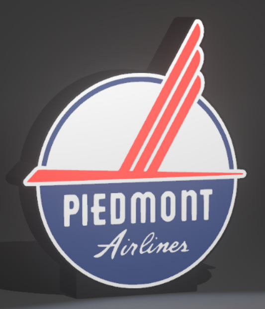 Lighted Piedmont Airlines Sign – USB Powered – Vintage Style Aviation Collectible – 9” Wide