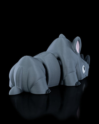 Flexible Articulated Rhinoceros (Rino) - 3D Printed Fidget Toy - Various Sizes Available - Use as a fundraiser for school - Collect them all - Stress relief - ADHD - Key Chain - Zipper Pull - Pal for your pocket - MADE IN THE USA