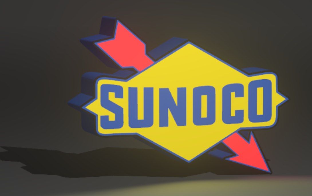 Lighted SUNOCO Sign – Approx. 9" Wide – Car, Oil, Gasoline Advertising Collectible