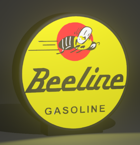 Lighted Beeline Gasoline Sign – Approx. 9" Wide – Vintage Style