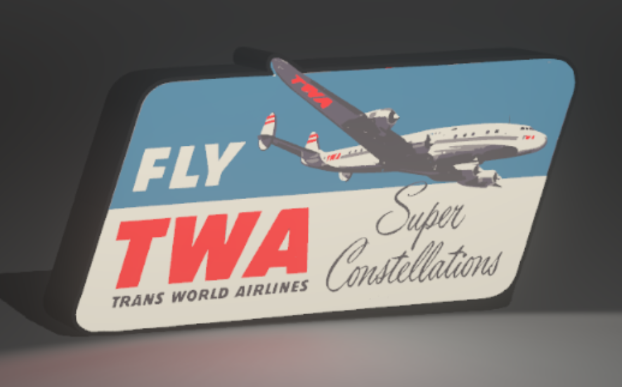 Lighted TWA w/ Constellation Sign – USB Powered – Vintage Style Aviation