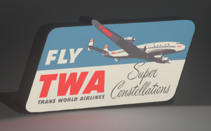 Lighted TWA w/ Constellation Sign – USB Powered – Vintage Style Aviation