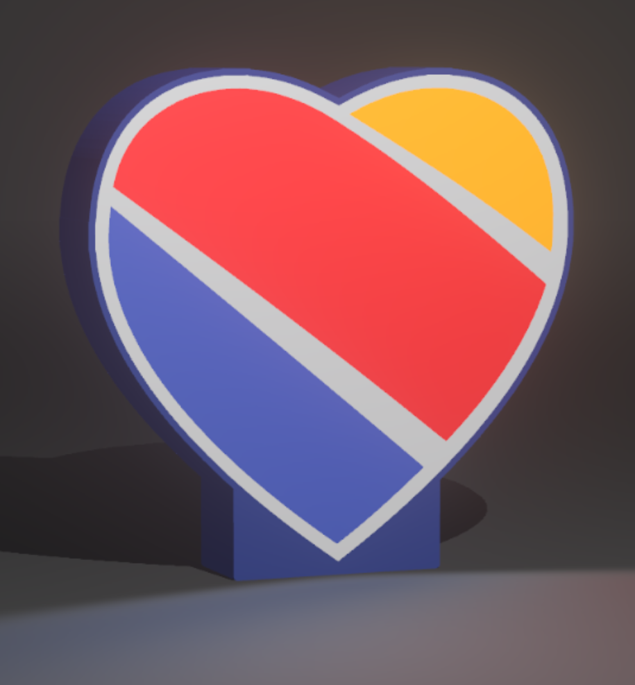 Southwest Airlines Heart LED Light – USB Powered – 9” Shelf Display