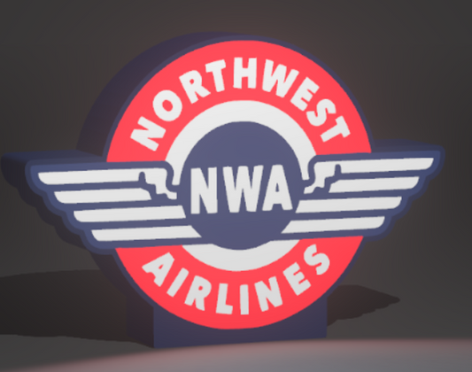 Vintage Northwest Airlines LED Lighted Sign | USB Powered Airline Display Light | Retro Aviation Decor | 9"