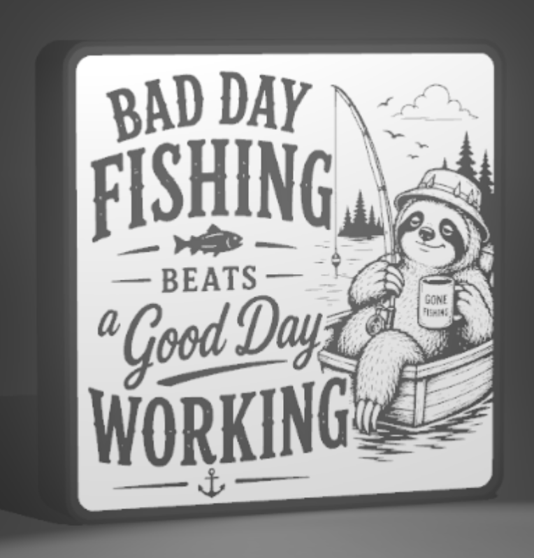 Bad Day Fishing Beats a Good Day Working Sign – 9 x 9 Inch 3D Printed Fishing Decor – Funny Fisherman Wall or Shelf Sign – Cabin, Man Cave, Garage Decor – Fishing Gift for Men
