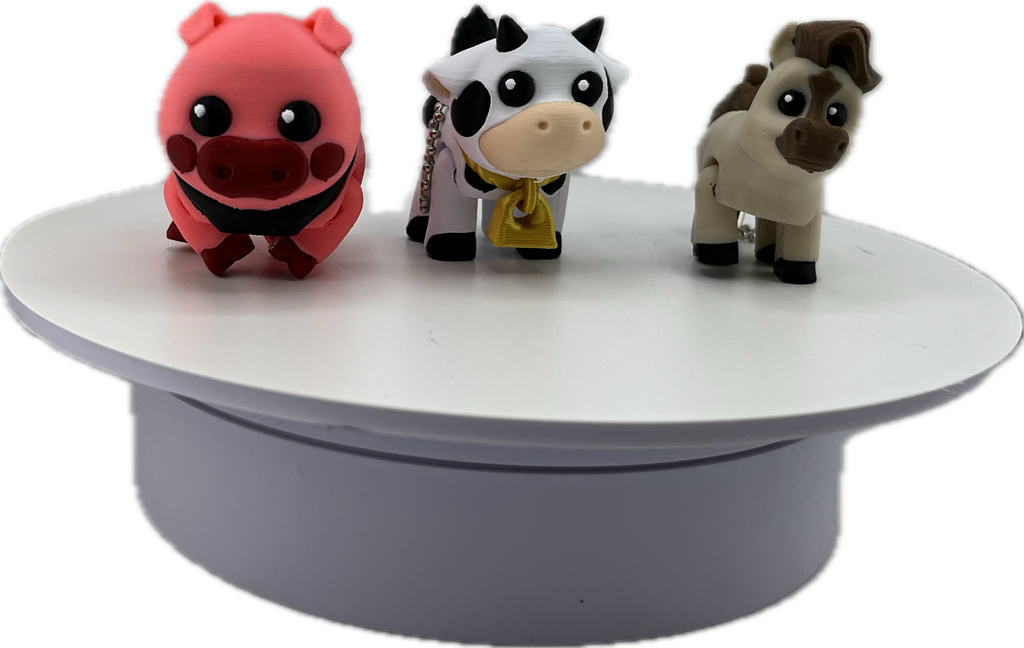 3 Pack Farm Animal Keychains – Articulated 3D Printed Pig, Cow & Horse Key Rings – Flexible Farm Animal Keychains for Keys, Backpacks & Bags
