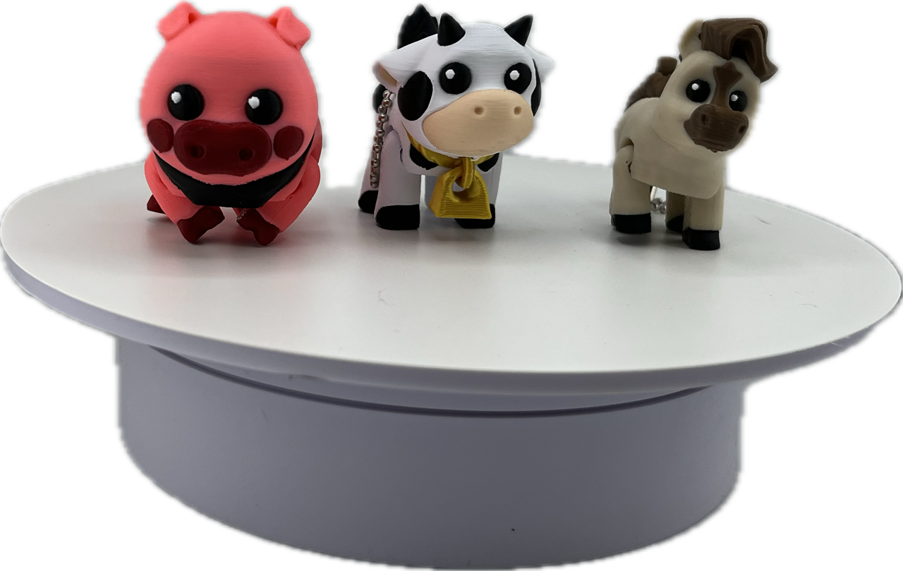 3 Pack Farm Animal Keychains – Articulated 3D Printed Pig, Cow & Horse Key Rings – Flexible Farm Animal Keychains for Keys, Backpacks & Bags