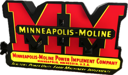 Lighted Minneapolis - Moline Tractor Sign – 9" Wide – Classic Farm Equipment Advertising - Color