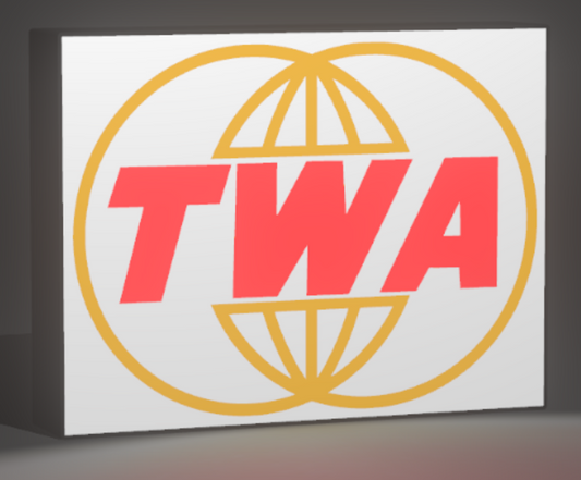 TWA Lighted Sign Vintage Airline Display | USB Powered LED Desk Light | Retro Aviation Decor