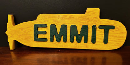 Personalized Wooden Name Puzzle – Custom Toddler Name Puzzle in Bus, Submarine or Classic Rectangle – 3" Tall Letters – Choose Pastel, Primary or Wood Stain Colors – Montessori Baby Gift