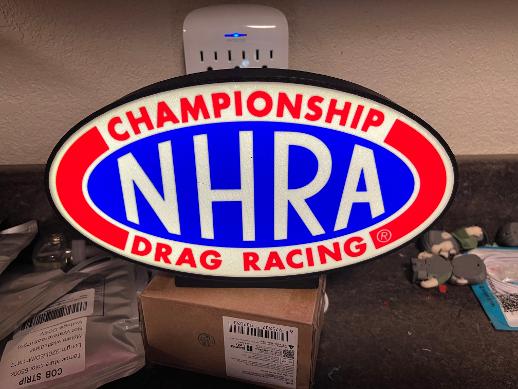 NHRA Drag Racing Lighted Sign – 9" USB LED Garage & Man Cave Décor