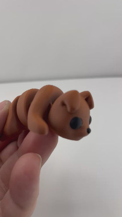 25 Flexi Articulated Brown Dog - Tiny 3D Printed Fidget Toy - Great Gift - Team Mascot - Use as a fund raiser for school - Collect them all - Stress relief - ADHD - Key Chain - Zipper Pull - Pal for your pocket - MADE IN THE USA