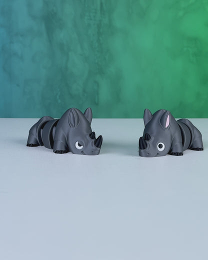 Flexible Articulated Rhinoceros (Rino) - 3D Printed Fidget Toy - Various Sizes Available - Use as a fundraiser for school - Collect them all - Stress relief - ADHD - Key Chain - Zipper Pull - Pal for your pocket - MADE IN THE USA