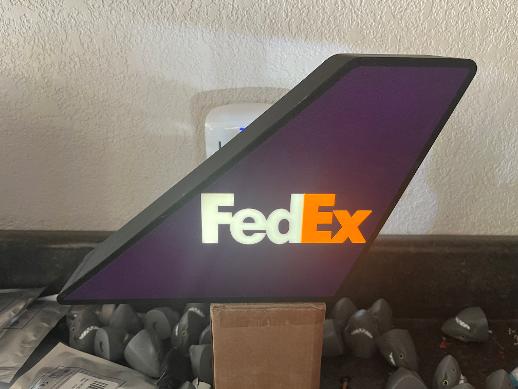 FedEx Aircraft Tail Fin Lighted Sign – 9" USB LED Aviation Décor