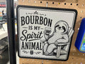 Bourbon Is My Spirit Animal Sign – 9 x 9 Inch 3D Printed Bourbon Decor – Funny Sloth Wall Sign – Bar, Man Cave, Whiskey Room or Shelf Decor – Bourbon Lover Gift