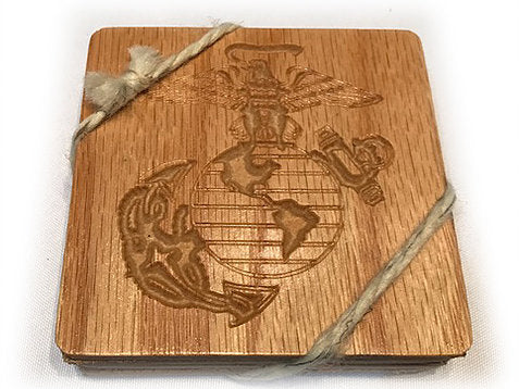 Four Pack of Wood Coasters - Marine logo