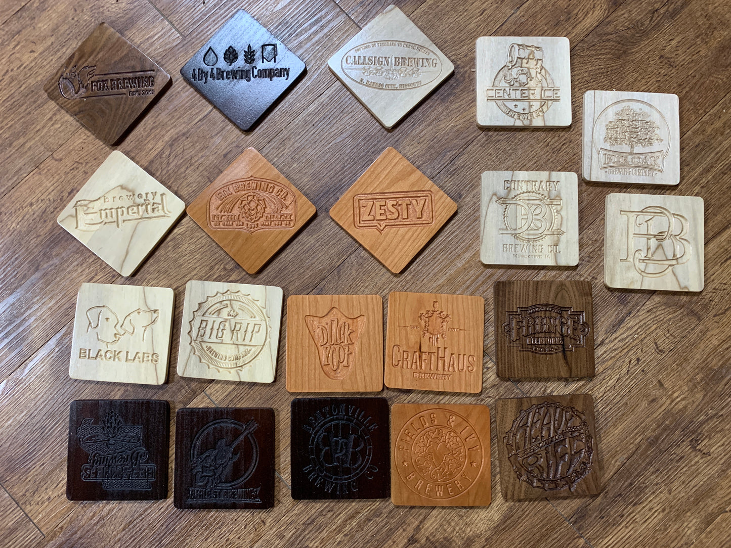 Four pack of custom coasters with your companies logo