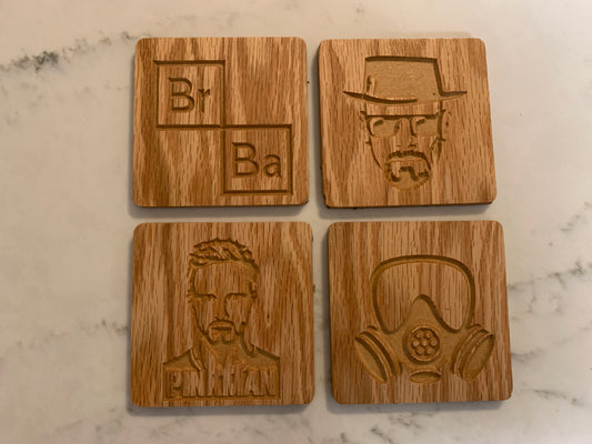 Four Pack of Wood Coasters - Breaking Bad - One-time sale w/ discount