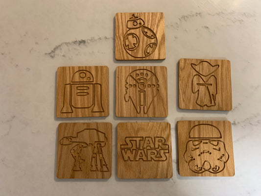 Seven Pack of Wood Coasters - Star Wars - One-time sale w/ discount