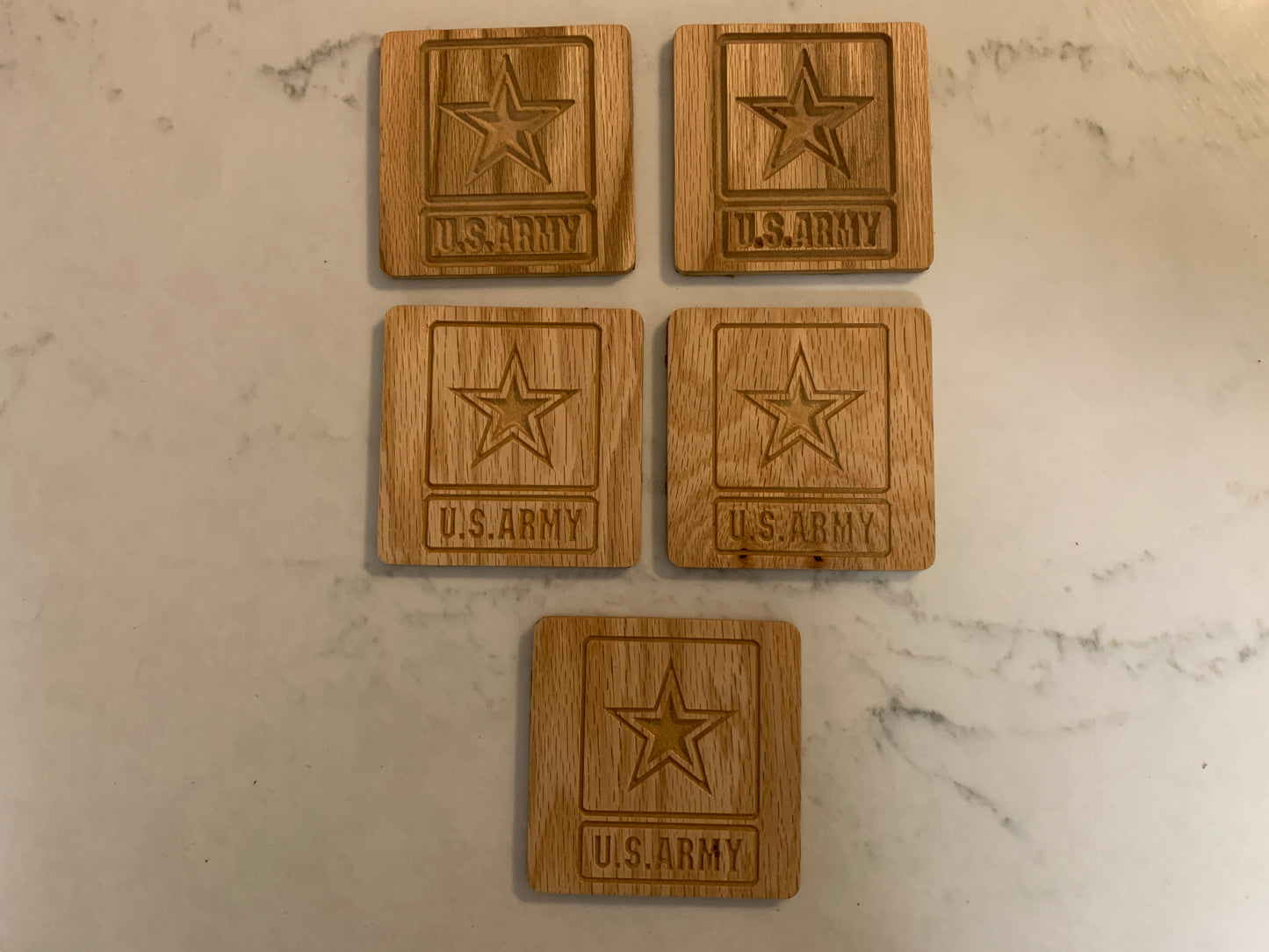 Five Pack of Wood Coasters - US Army - One-time sale w/ discount