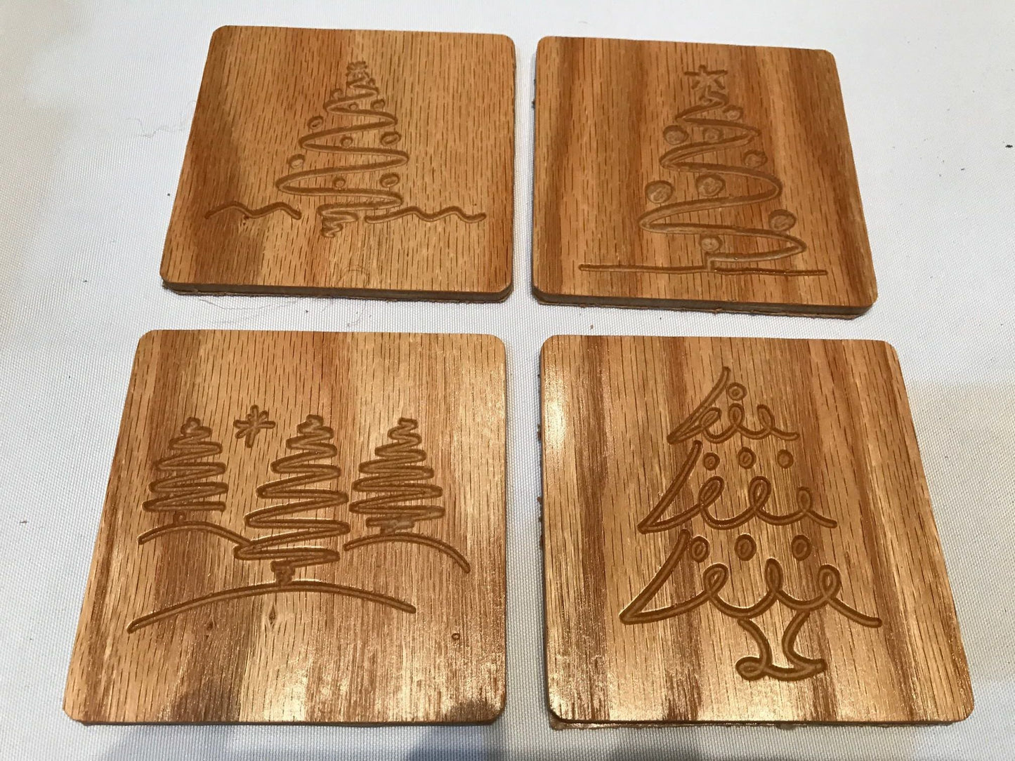 Four Pack of Wood Coasters - Christmas Trees